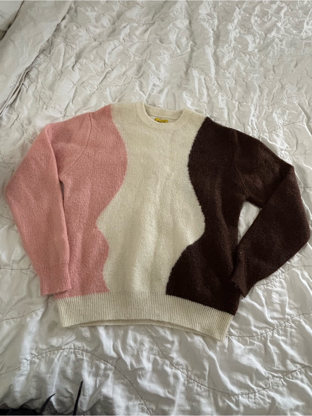 Golf Wang Wavy Knit Sweater Pink Cream Brown Size Medium Tyler The Creator
